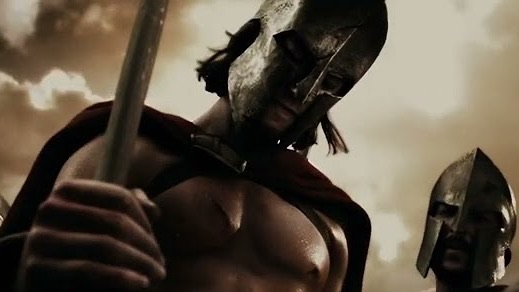 A Spartan warrior in a bronze helmet